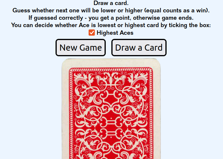 Lower or Higher - JavaScript Browser Game